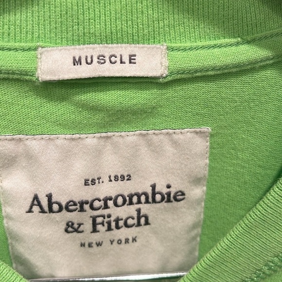 Abercrombie & Fitch L lime green muscle cotton short sleeve tshirt raised logo - Picture 4 of 8